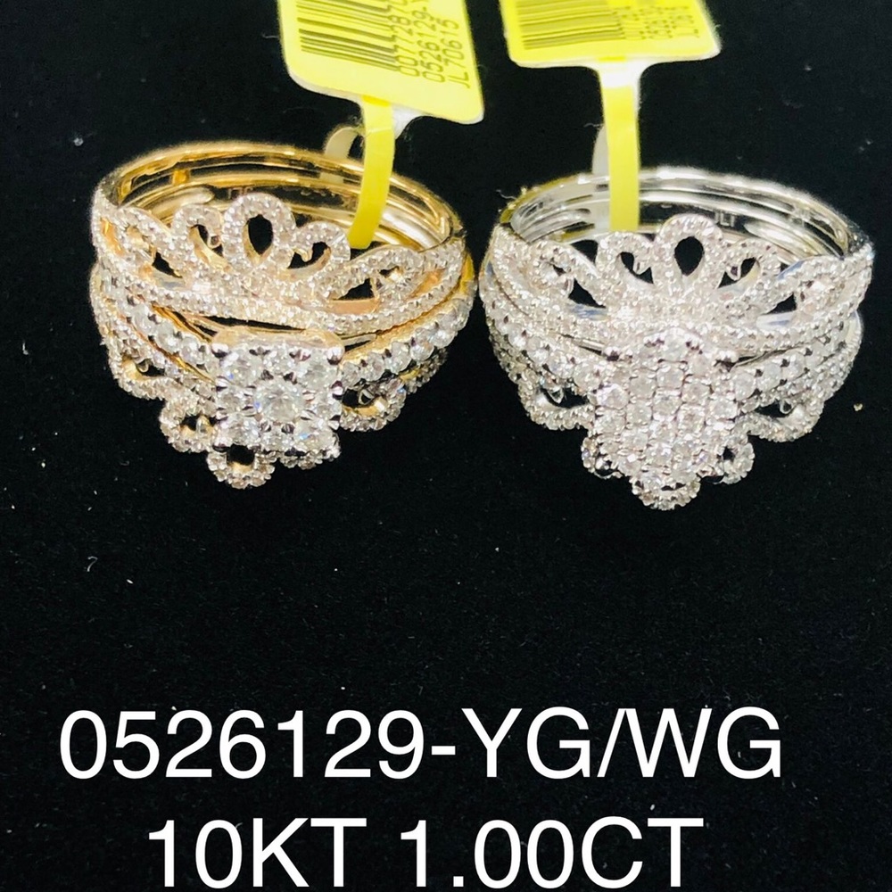 Real Diamond Custom Ring 10k solid gold Bridal Set - Picture 3 of 6